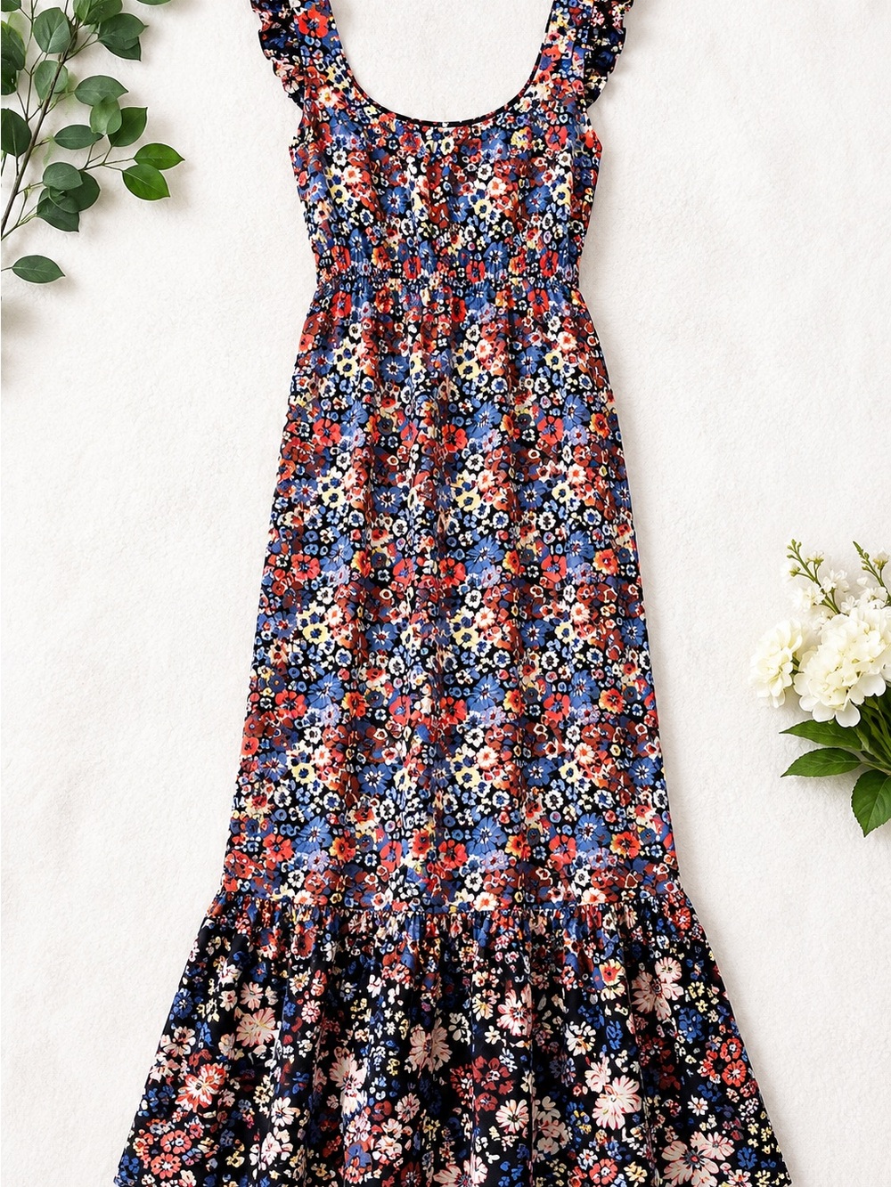 Cleo Floral Maxi Dress Size M Sleeveless Flowy Summer Boho Maxi Sundress